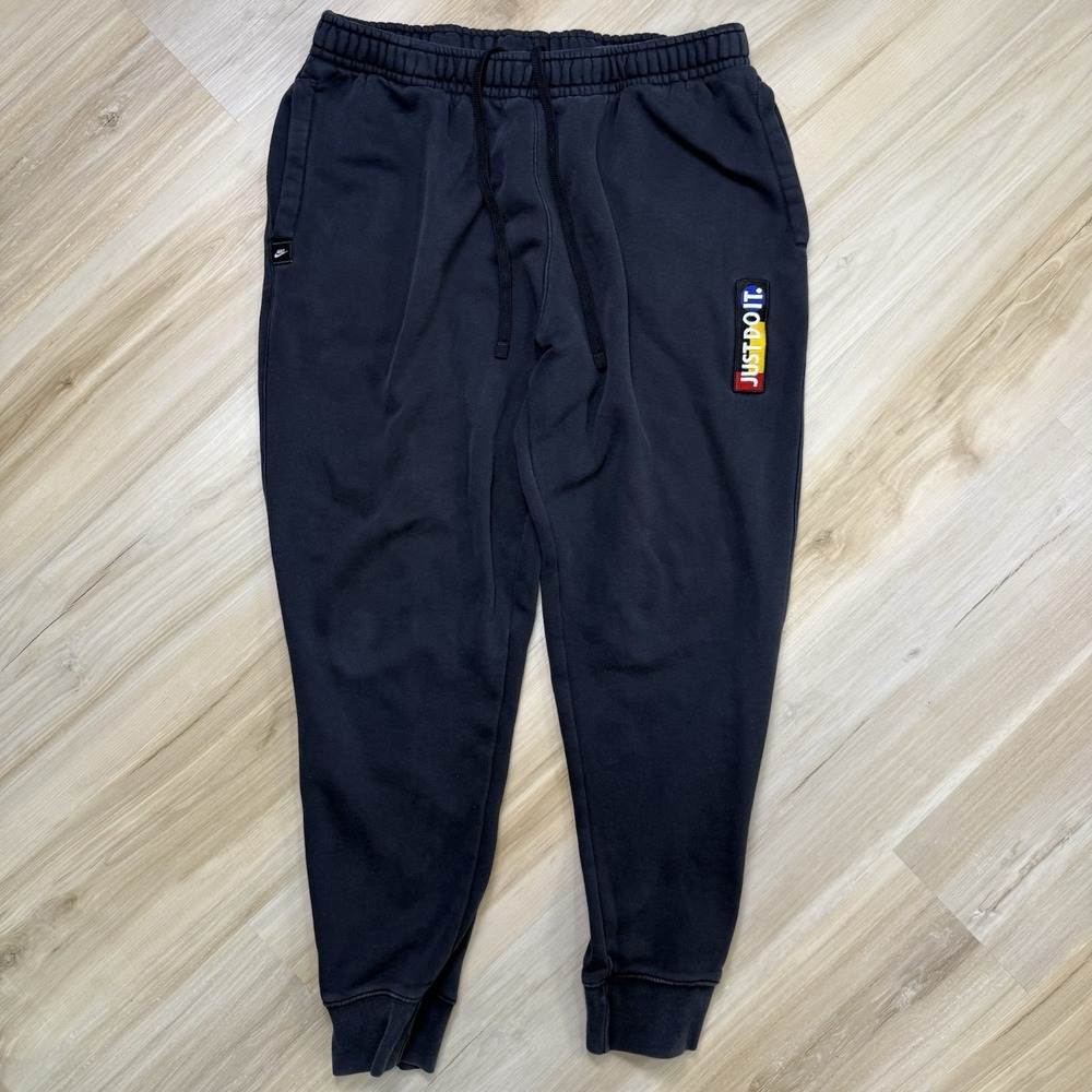 Nike Just Do It Club Fleece Jogger Sweatpants Men's XL Black Drawstring Pockets